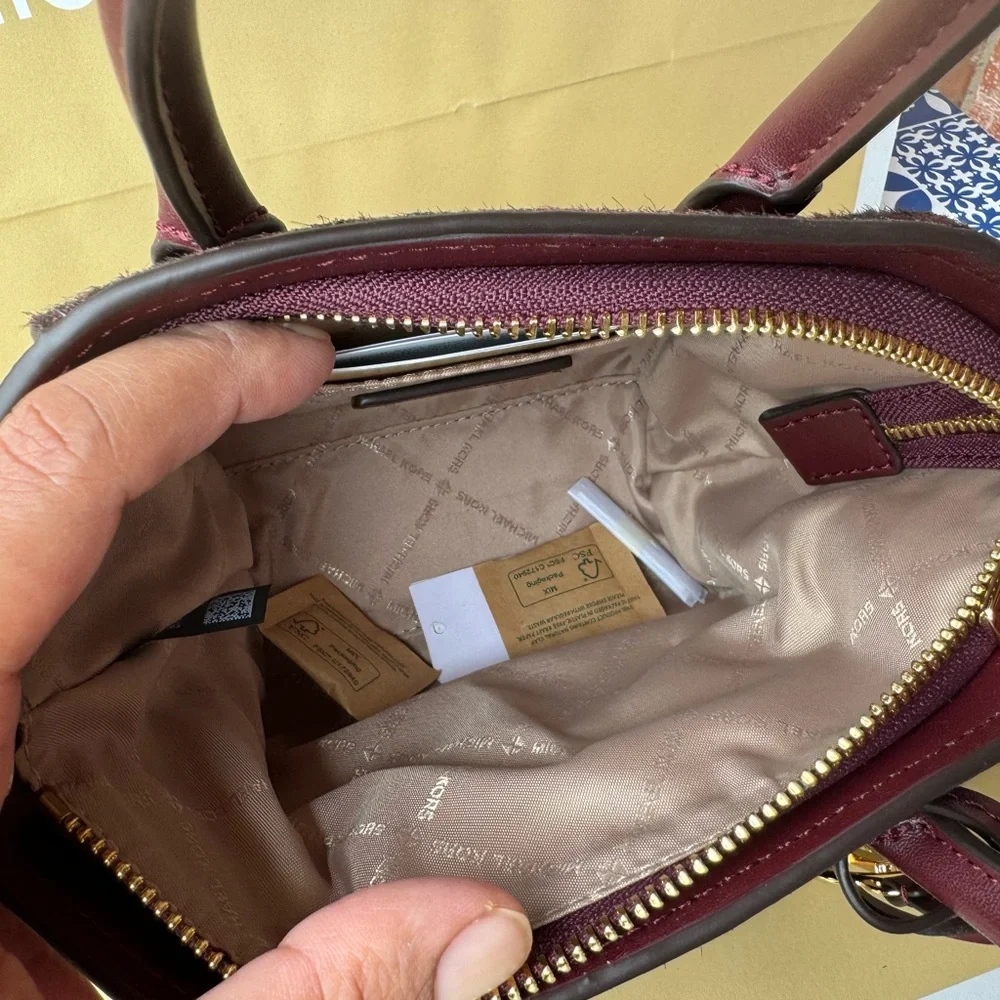 Michael Kors Avril XS Leather Handbag Satchel Crossbody Bag Oxi Blood Purse